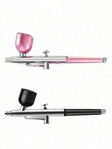 2Pcs Single Action Airbrush Kit, 0.3mm Nozzle With Metal Gas Can, High Pressure Atomizer Accessories Portable Moisture Spray Gun For Model Making Nail Art Car Painting Beauty DIY Crafts - Multicolor - View 10