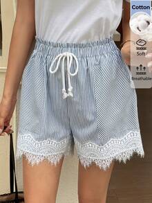 tela jacquard a rayas, cintura elástica con bolsillos, estilo casual, relajado, elegante, de oficina y vacaciones, con estilo vintage - Multicolor - Ver 9