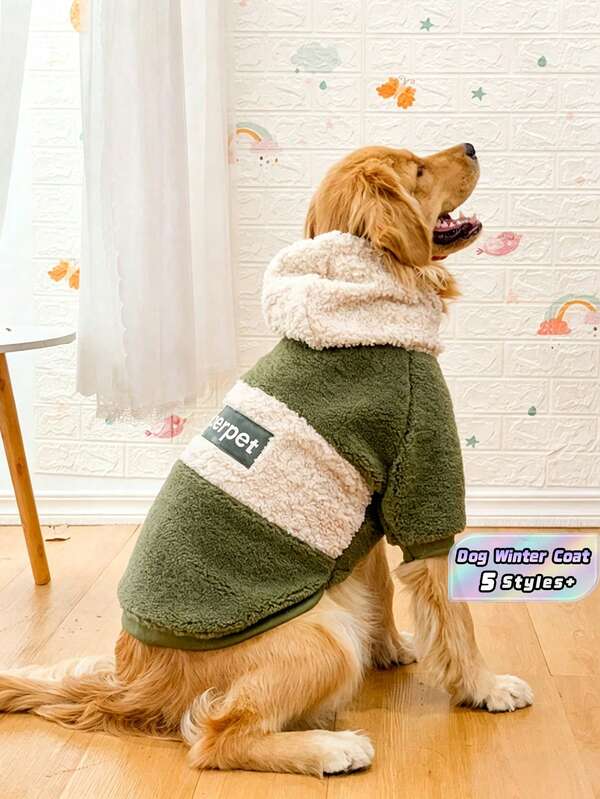1pc Thickened Lamb Wool Hoodie Comfortable & Warm Coat For Medium And Large Dogs To Wear In Autumn And Winter