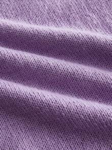 ROMWE MEN Street Life Suéter de punto casual y versátil con cuello redondo y estampado de sol y luna para uso diario de hombres - Morado - Ver 5