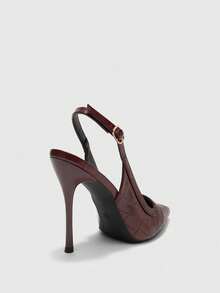 CUCCOO BIZCHIC Point-Toed Stilettos, Metal Buckles, Workplace Commuting Dating Slim Heels - F54 coffee color - View 8