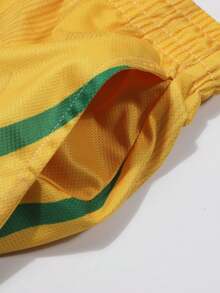 ROMWE MEN Street Life Men's Drawstring Waist 2026 World Cup Brazil Casual Double Layer Shorts - Multicolor - View 4