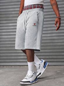 PAVTROS Quần thể thao nam casual phong cách đường phố, quần ngắn dệt kim với cạp chun và dây rút, kiểu dáng streetwear với khẩu hiệu tối giản "Los Angeles", phù hợp cho mặc hàng ngày, phối đồ thời trang, đi học, hoạt động ngoài trời, các dịp casual và thể thao, quà tặng ngày lễ/quà tặng bạn trai. - Xám - Xem 5