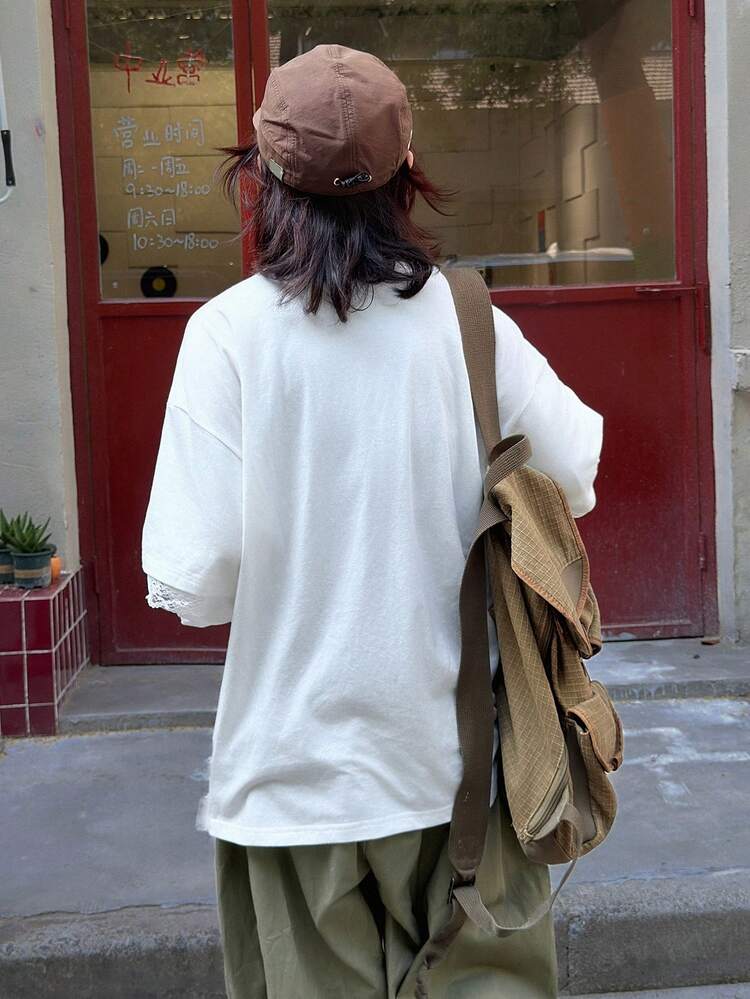 Women's Round Neck Slogan Print Casual Versatile Daily Wear T-Shirt