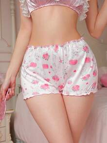 PetitDoll 3件套女士可爱碎花荷叶边蝴蝶结后系带低腰内裤套装 - 彩色 - 查看 8