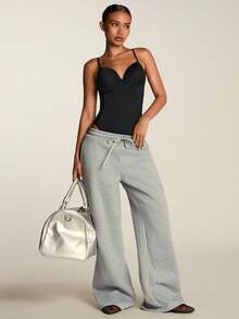SHEIN BAE Tuta estiva da donna in nero con inserti in rete senza maniche - nero - Visualizzare 3