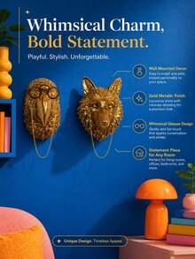 Zazumi 1/2Pcs Resin Wall Hanging Crafts, Golden Fox / Parrot Creative Decor Pendants, Indoor Ornament For Entryway And Living Room - Multicolor - View 10