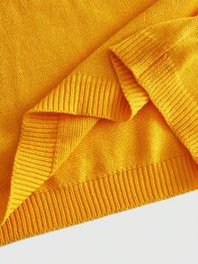 ROMWE MEN Áo len nam cổ polo thêu chữ - Màu vàng - Xem 6