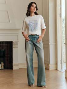 Anewsta White Round Neck Casual Short Sleeve T-Shirt, Suitable For Spring To Summer Holiday Outfit - White - View 10