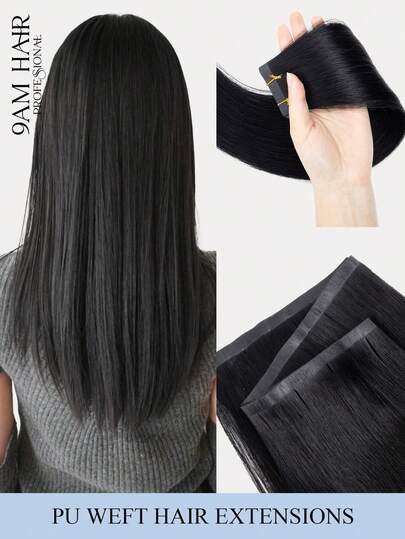 PU Tape Weft Human Hair , No Glue Tape-In Hair Extensions, Seamless PU Skin Weft, 40G-50G, For Fine Hair, Pre-Sealed With Sew-In Clips,Tapes,Sew In Micro Links