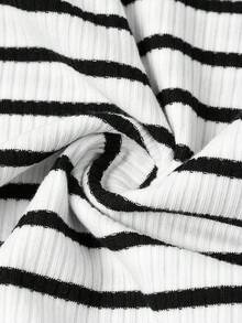 Slaydiva Black & White Striped Polo Neck Ruched Waist Basic Camisole, Suitable For Spring & Summer,Summer Top - Multicolor - View 6