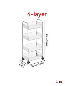 1 Household Transparent Movable Cosmetic Cart Storage Rack, Large Capacity Multi-Functional Bathroom Accessories Display Stand - Multicolor - View 13