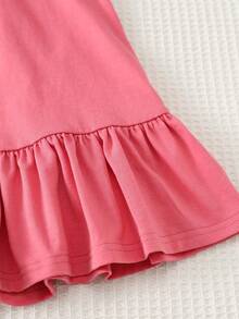 Cozy Pixies Vestito casual carino per bambine con fiocco a ciliegie, bottoni anteriori, linea A, senza maniche, con balze, Vestito polo/T-shirt per bambine, Set carino per bambine, Set a righe colorate a ciliegie per bambine, Set multicolore per bimbe, Vestito colorato per bimbe - Rosa - Visualizzare 6