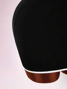 Amplova Đầm mini ôm sát hở lưng cúp tam giác đen trắng cho nữ, trang phục sexy đi club, đi chơi đêm, mùa hè, lễ hội, đi biển, sinh nhật, mặc thường ngày - Đen và trắng - Xem 10