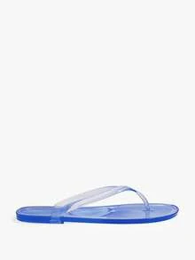 Grefit Spring And Summer New Round Toe Flat Bottom Casual Vacation Simple Blue Flat Sandals Slippers Women's Flip-Flops - Blue - View 2