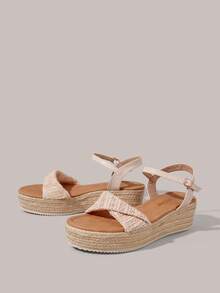 Styleloop Women's Wedge Heel Platform Sandals, Bohemian, Beach Vacation, Western Wind, Summer Wear, Travel Essentials - Apricot 4 - View 2