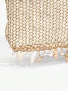 Viva Strut 1 chiếc túi đeo chéo kiểu dáng nghỉ dưỡng màu kaki bằng chất liệu PU, trang trí hình ngôi sao và vỏ sò, kiểu túi xách đi biển đảo nhiệt đới, lý tưởng cho du lịch mùa xuân hè và trang phục nghỉ dưỡng. - Màu G - Xem 6
