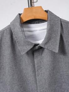 Vacaura 3-Piece Set: Boys' Fashionable Turndown Collar Short Sleeve Shirt + Straight Leg Casual Pants, Suitable For Spring, Summer And Autumn - Grey - View 7