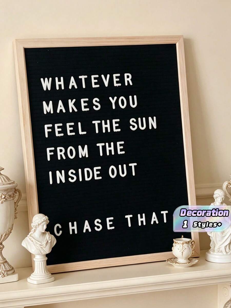 1 Peça Quadro de Letras 29*22cm com Moldura de Madeira, Incluindo 250 Peças de Letras e Símbolos, Molduras de Fotos, Quadros de Fotos - Itens Casuais Diários - Decoração Doméstica - Decoração do Dia dos Namorados, Casamento dos Namorados, Aniversário - Gengibre - Visão 1