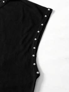 ROMWE MEN Street Life Men's Street Style Distressed Casual Tank Top - Black - View 5
