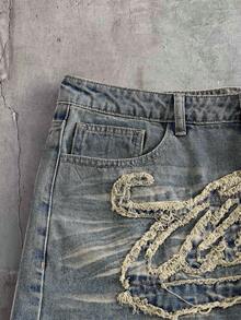 AXEPEAK Men's Black Washed Printed Shorts - Blue - View 5