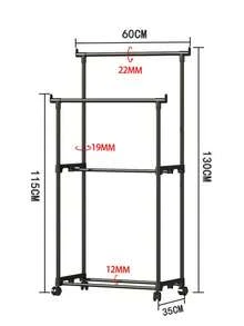 1pc Simple Floor To Ceiling Clothes Rack Storage Rack, Shoe And Hat Rack, Home Clothes Rack, Balcony Clothes Rack, Floor To Ceiling Bedroom, Home Clothes Rack, Indoor Balcony, Simple Clothes Rack, Movable Storage Rack - Multicolor - View 2