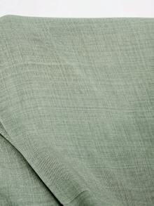 SHEIN CURVE+ Plus Size Women Solid Color Waist Drawstring Wide Leg Pants - Mint Green - View 5