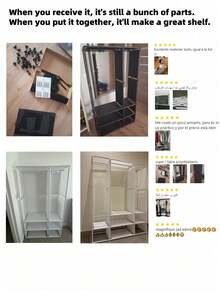1PC Multifunctional Portable Wardrobe Closet Dustproof Freestanding Floor Standing Assembly Storage Rack For Bedroom Living Room Home Holiday Gift Christmas Gift - Multicolor - View 5