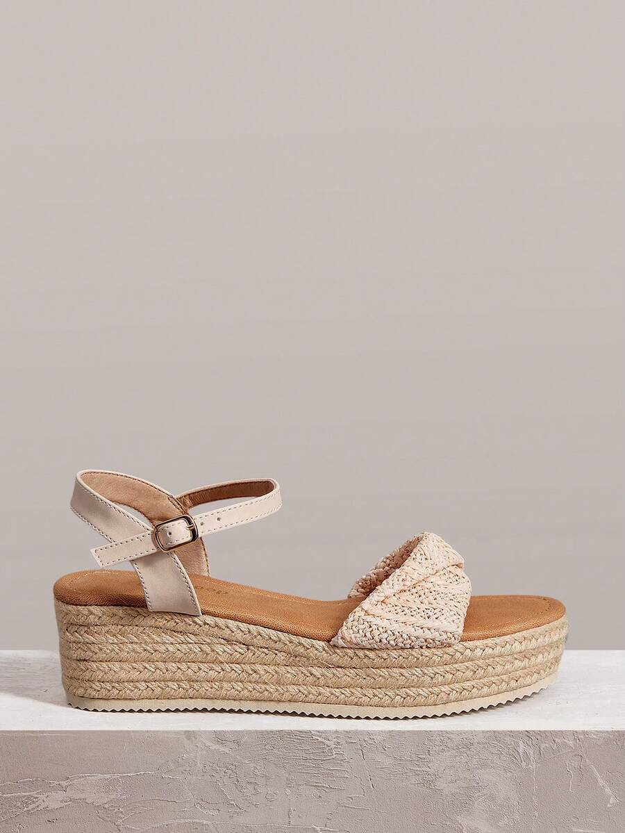 Styleloop Women's Wedge Heel Platform Sandals, Bohemian, Beach Vacation, Western Wind, Summer Wear, Travel Essentials - Apricot 4 - View 1