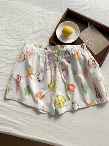 Comfortcana Pantalones cortos sólidos, cómodos y holgados con cordón, talla grande, para primavera/verano - Albaricoque - Ver 8