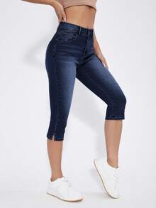 Selenza Quần lửng denim bó sát, co giãn, thời trang dành cho nữ, thích hợp cho mùa hè. - Màu xanh lam - Xem 3