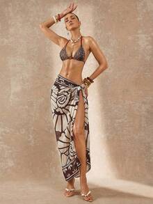 Lumalex Áo TOP họa tiết da báo phối màu tương phản đỏ sẫm dây quai mảnh thắt nơ nhún bikini hai mảnh, đồ bơi xuân hè đi biển nghỉ dưỡng phong cách Bohemian BOHO, đồ đi biển ngoài trời nhiều lớp cho mùa cưới tiệc lễ trưởng thành lễ hội bãi biển phong cách Old Money, váy tiệc sang trọng nữ họa tiết hoa cho lễ đính hôn lễ trưởng thành, trang phục Tết, kỳ nghỉ Cancun, đồ che bãi biển và outfit đi biển cho nữ, Valentine - Nhiều màu - Xem 12