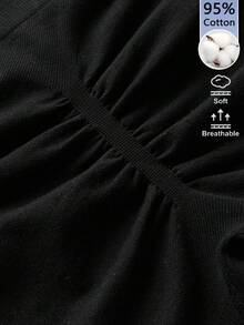 SHEIN BASICS 女款純色極簡運動休閒短褲 夏季健身房穿著 黑色 - 黑色 - 查看 3
