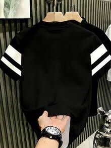 Manfinity Hypemode Men's Contrast Stripe Logo Casual T-Shirt, Summer - Multicolor - View 2