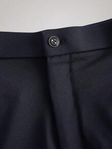 Officeau Men's Classic Printed Dress Pants, Solid Color Elastic Trousers For Business Occasions In Spring And Summer, Elegant Luxury Style, Men's Pants - Navy Blue - View 4