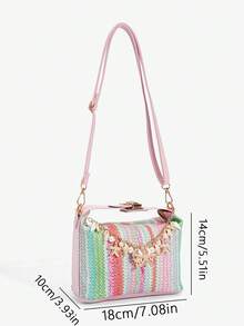 Viva Strut 1个彩色多巴胺度假风海星贝壳装饰草编包，热带岛屿沙滩包，适合春夏旅行度假装扮 - 彩色D - 查看 2