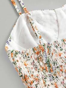 SHEIN 少女碎花无袖中长连衣裙，清新粉色 - 白色 - 查看 3
