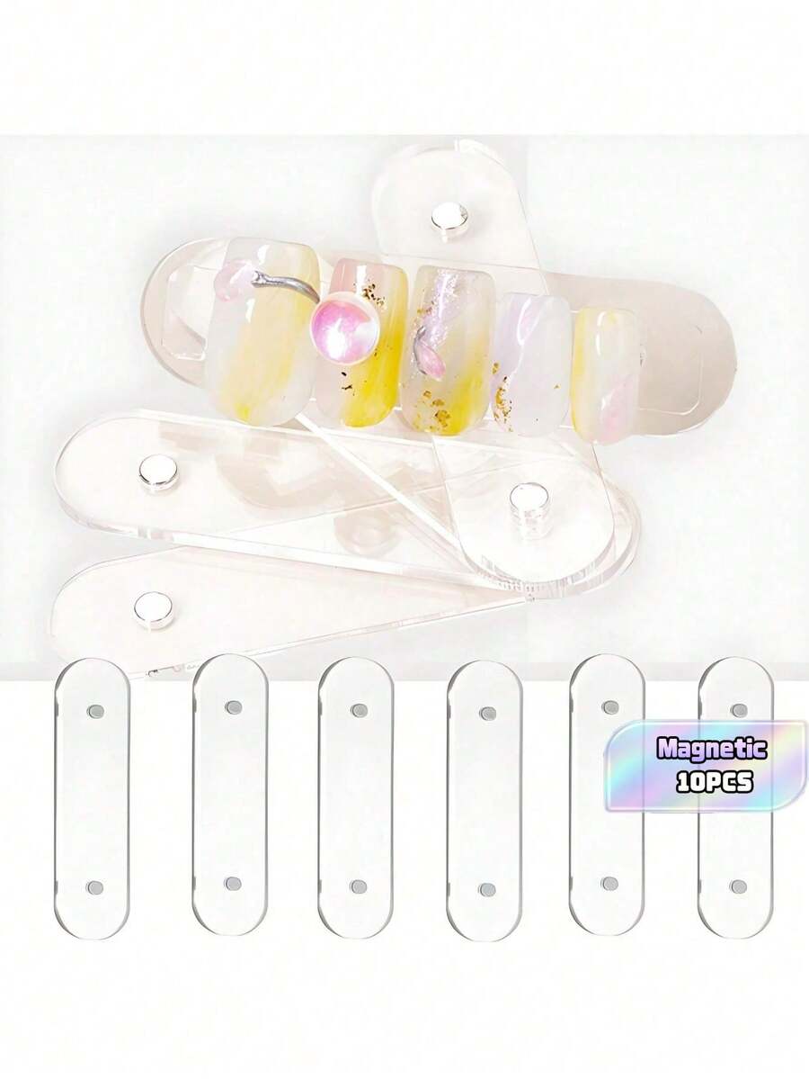 10PCS,Press On Nail Display Plate Acrylic Fake Nail Colour Type Holder Magnetic Adsorption Reusable Salon Manicure Display Board