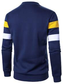 Manfinity Homme Men's Fashionable Casual Knight Striped Crew Neck Long Sleeve Sweatshirt Jumper For Men Rugby Long Sleeve For Men Polo Sweater - Multicolor - View 2