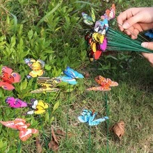5/30/50pcs Butterfly Decorations, Creative DIY Swinging Butterfly Stakes PVC Waterproof Decor, Simulated Butterfly Garden Stakes With Spring Rods, Suitable For Indoor/Outdoor Christmas Yard - multicolor - View 2