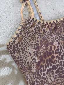 Bonvoyette Conjunto de bikini bohemio de nueva llegada Swim Lushoire para mujer con estampado de paisley en el cuello halter, conjunto de bikini de 2 piezas con estampado de mandala colorido, conjunto de bikini con estampado de plumas de pavo real vibrante en tonos de rosa, azul, blanco y verde, con Bottom tipo tanga con lazos laterales, parte superior de bikini con cuello halter y lazos, ropa de playa vibrante y multicolor, copas acolchadas push up, atuendo de piscina y vacaciones de verano, para festival de música, vacaciones en la tropical e inspiración moderna. - Marrón 3 - Ver 7
