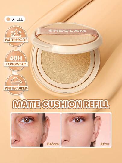 SHEGLAM Lock & Go Long-Lasting Cushion Foundation (Refill)-Shell Brand Beauty Makeup Face Paint Cosmetic For Women Girls Perfect For Spring Summer Ideal For Y2K Fancy Fashion Suitable For Birthday Mother'S Day Gift Rave Festival Party Ready Best Color