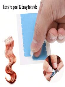 240pcs Hair Extension Tape Refill, Double-Sided Hair Extension Tape, Human Hair Extension Tape, Hair Wig Tape, Hair Extension Replacement Tape, Hair Styling Tools (Blue), 60-240pcs - Blue - View 5