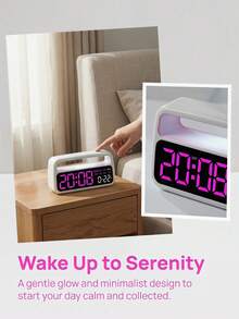 1 Pieza Reloj Despertador Digital LED con Luz Nocturna de Mesita, Doble Alarma, Pantalla de Fecha y Día, Función DST, Brillo Ajustable, Reloj de Escritorio Moderno para Dormitorio Decoración del Hogar - Multicolor - Ver 13