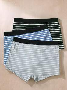 EverLounge 3pcs/Pack Men's Striped Boxer Briefs, Casual Comfortable Everyday Underwear - Multicolor - View 2