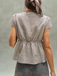 Bohemela Casual Woven Colorful Plaid Patchwork Ruffle Trim Fitted Women Shirt - Multicolor - View 7