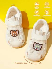 TOM & JERRY X SHEIN 婴儿凉鞋 防滑 舒适 透气 卡通动物户外沙滩鞋 - 白色 - 查看 1