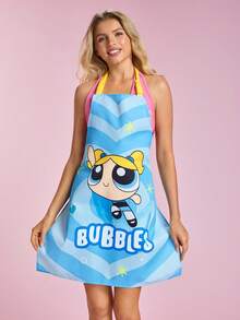 THE POWERPUFF GIRLS X SHEIN 1 PC  The Powerpuff  Girls  Apron, For Bake & Kitchen, Cleaning, Gifts - Baby Blue - View 1