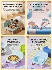 PETSIN 宠物不锈钢碗，高脚颈部保护碗，猫咪喂食器和水碗，防滑防倾倒狗碗，宠物碗 - 350ml - 查看 2