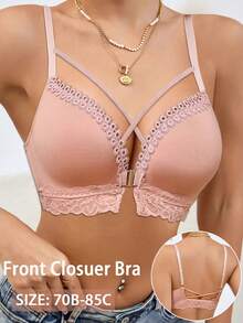 1 chiếc áo ngực không gọng, mở phía trước dành cho nữ - Màu be - Xem 3
